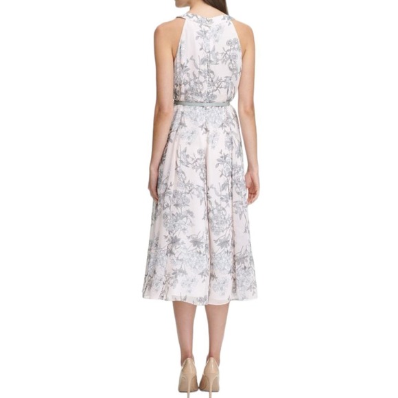 New Women’s Tommy Hifilger Diana Floral-Print Belted Chiffon A-Line Dress Size 2 - Picture 7 of 10